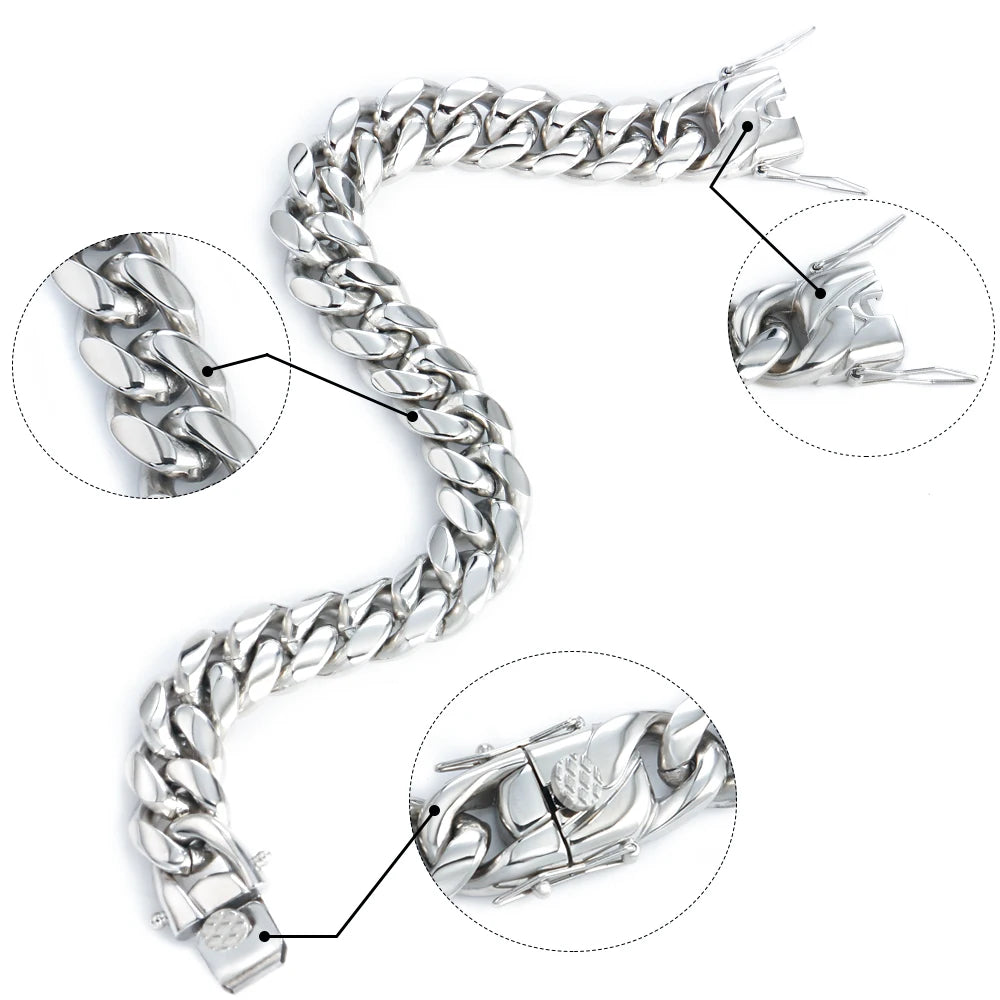 Hip-Hop Curb Cuban Link Kette 6mm-18mm Edelstahlkette für Herren