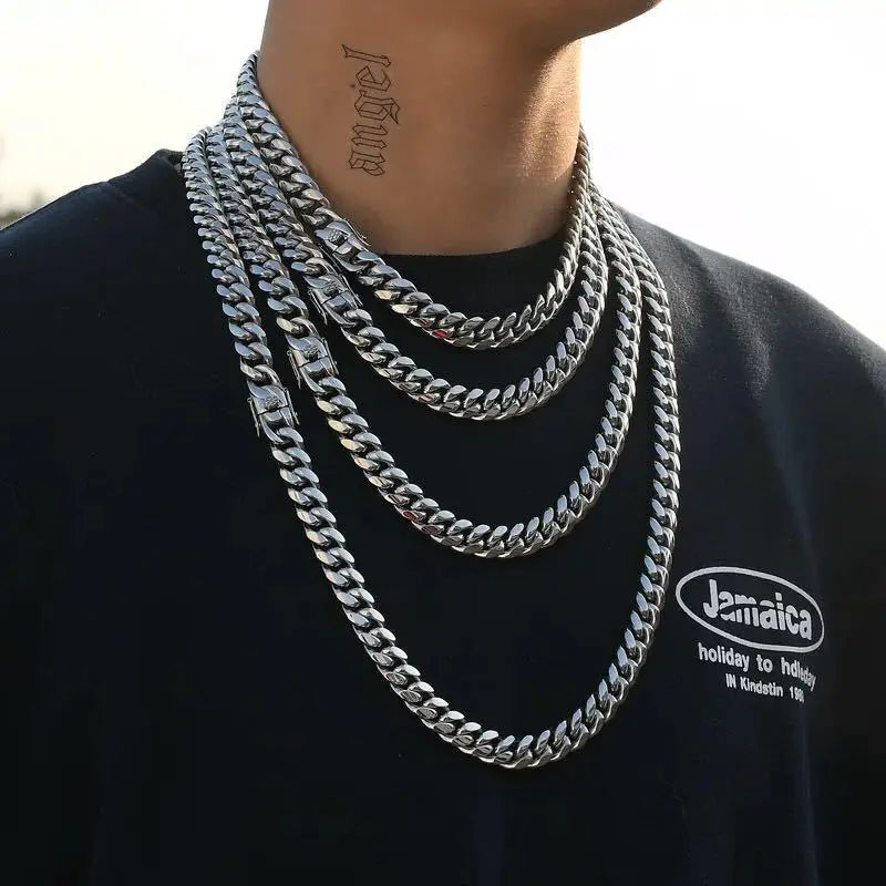 Hip-Hop Curb Cuban Link Kette 6mm-18mm Edelstahlkette für Herren