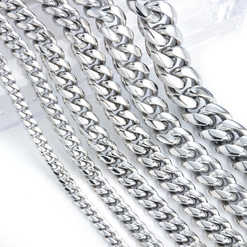 Hip-Hop Curb Cuban Link Kette 6mm-18mm Edelstahlkette für Herren
