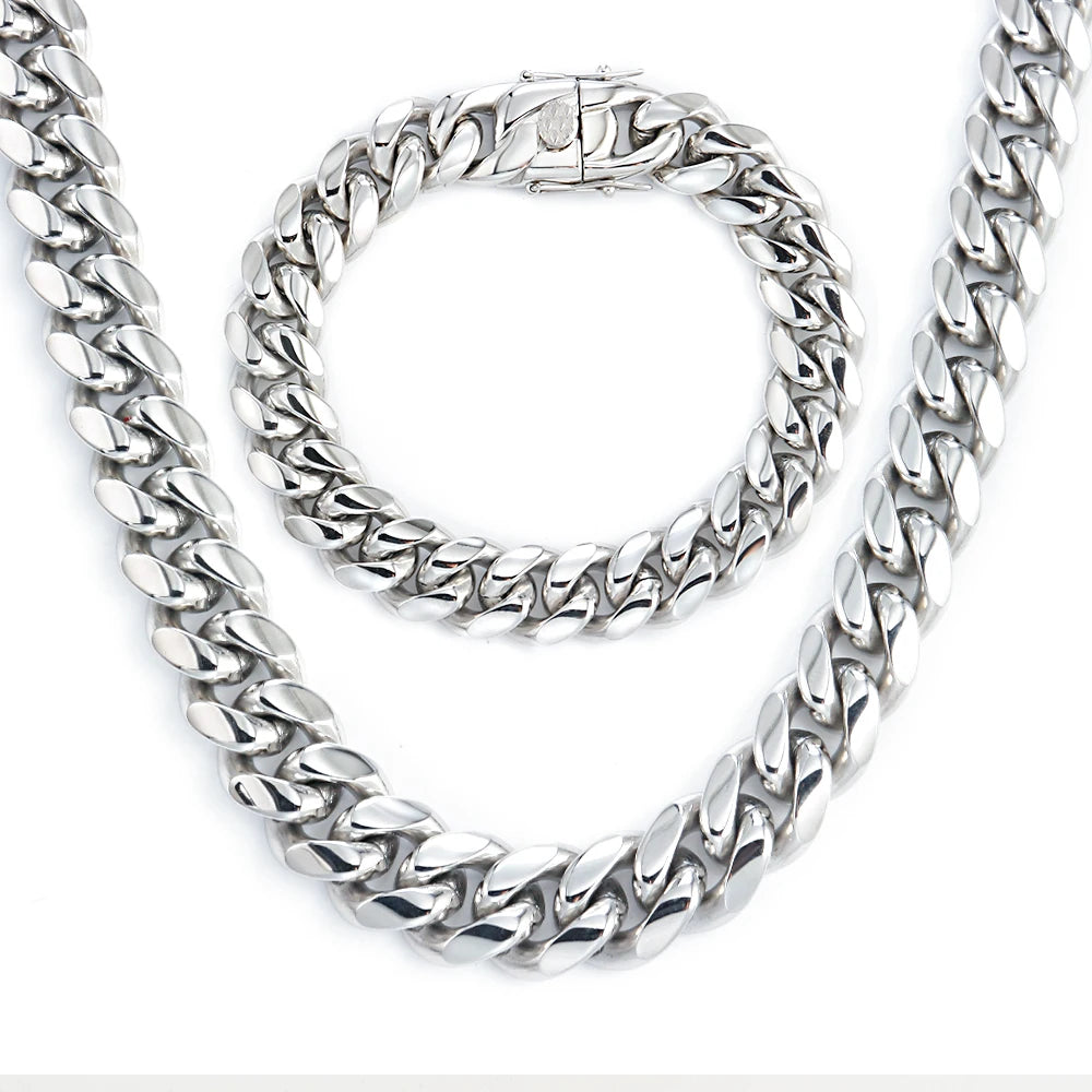 Hip-Hop Curb Cuban Link Kette 6mm-18mm Edelstahlkette für Herren