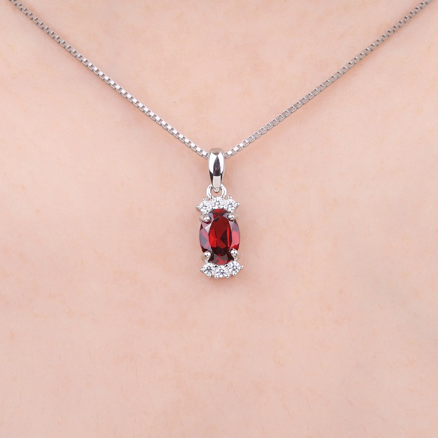 edle 925 Sterling Silber Halskette mit modischem Stein für Damen