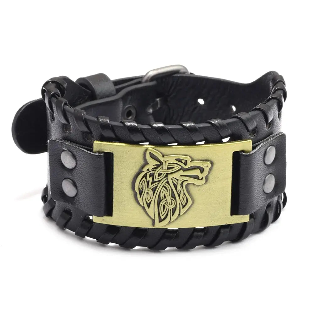 Vintage Wikinger Leder geflochtenes Armband für Männer
