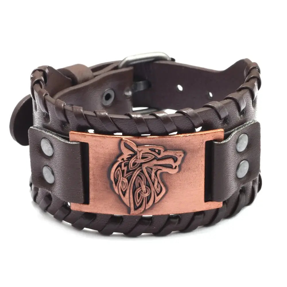 Vintage Wikinger Leder geflochtenes Armband für Männer