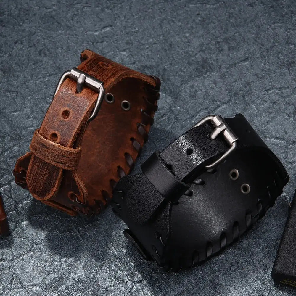 Vintage Wikinger Leder geflochtenes Armband für Männer