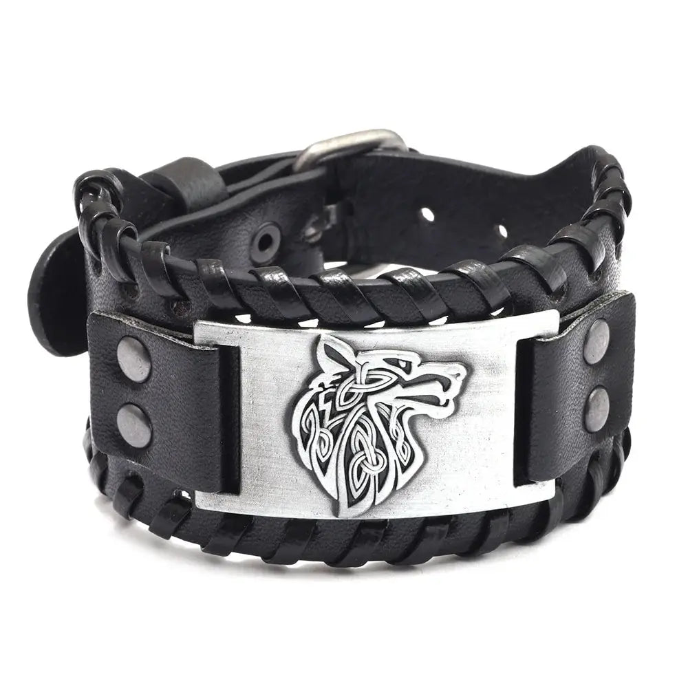 Vintage Wikinger Leder geflochtenes Armband für Männer