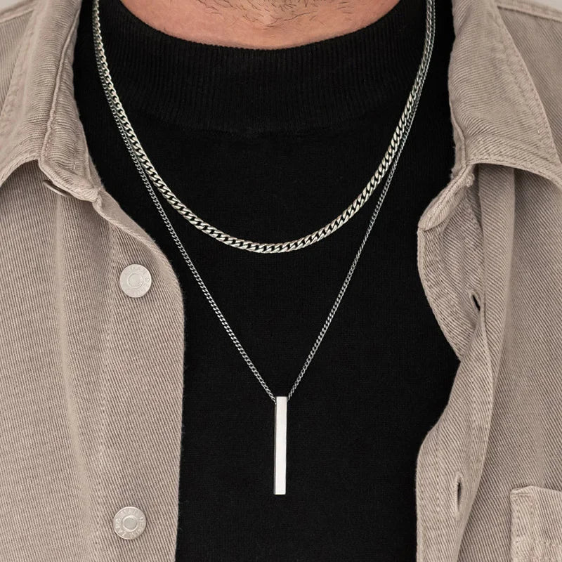 Vnox 3d vertikale Bar Halskette für Herren