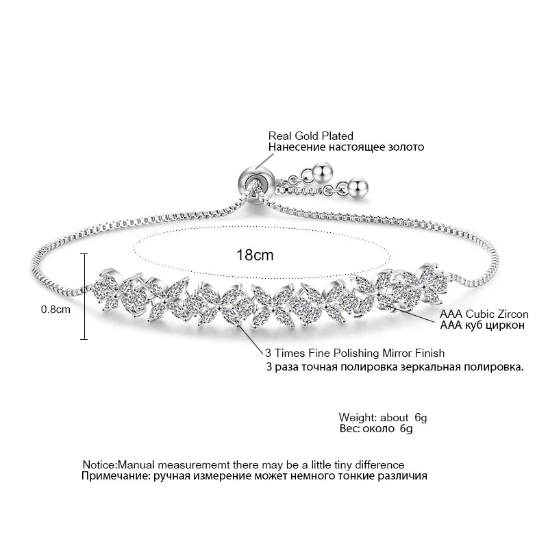 Klassisches funkelndes mit Zirkon besetztes Armband für Damen