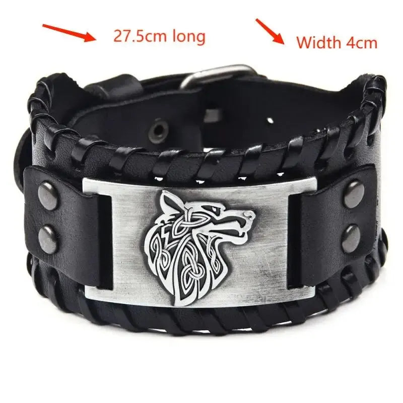 Vintage Wikinger Leder geflochtenes Armband für Männer