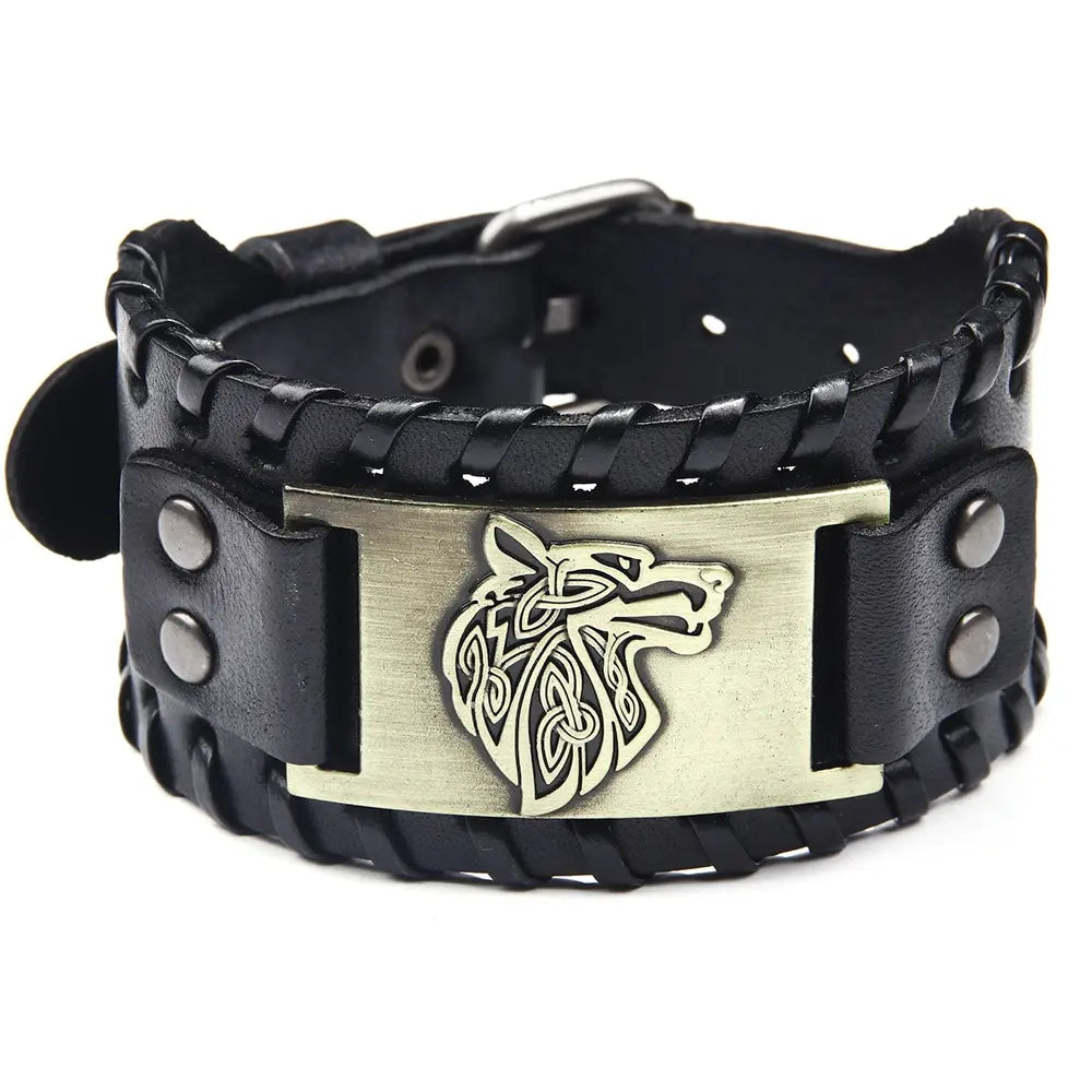 Vintage Wikinger Leder geflochtenes Armband für Männer