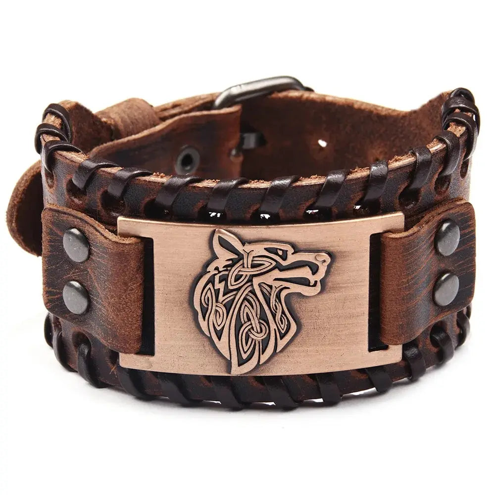 Vintage Wikinger Leder geflochtenes Armband für Männer