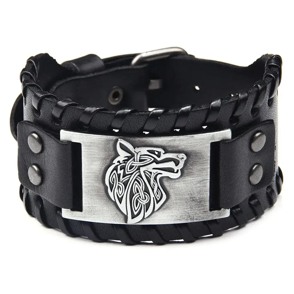 Vintage Wikinger Leder geflochtenes Armband für Männer